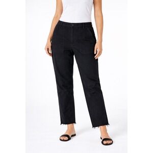 Banana Republic Girlfriend Authentic Chino Black Raw Hem Utility Pants Petite 10